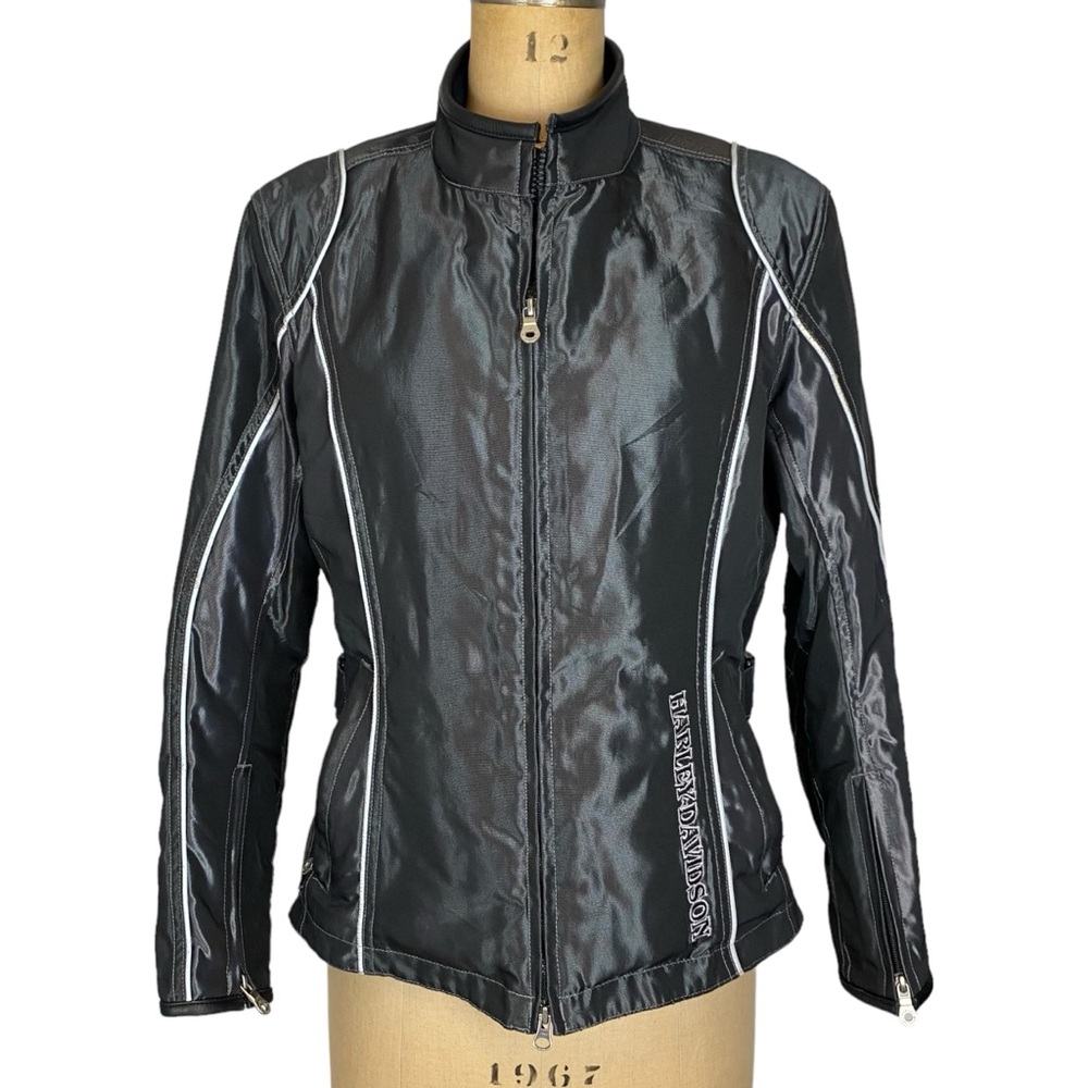 Harley Davidson Nylon Full Zip Black Jacket Size SW